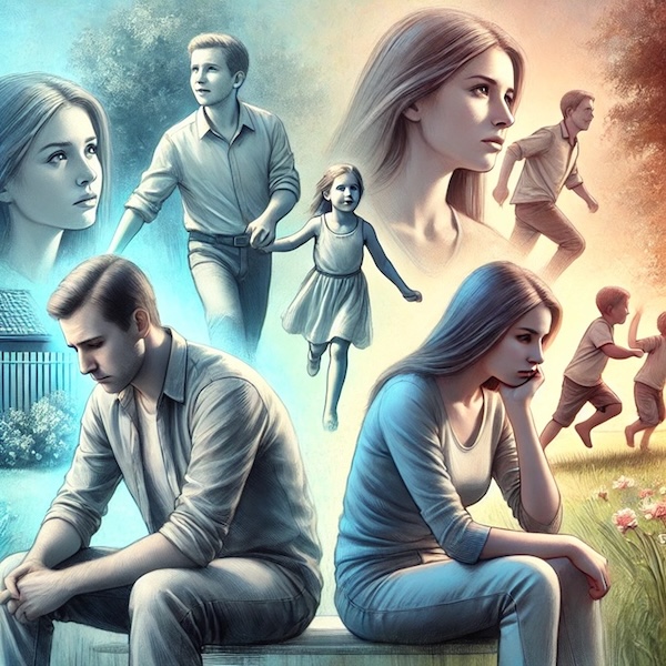 Ein Junge und ein Mädchen sitzen nachdenklich auf einer Bank